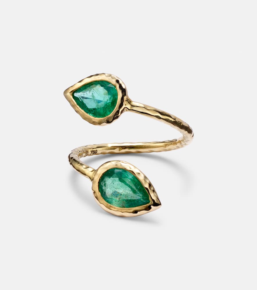 Moi and Toi 18kt gold ring with emeralds