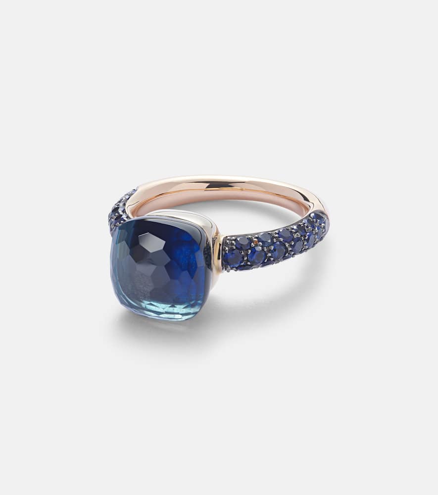 Nudo 18kt rose and white gold ring with London blue topaz
