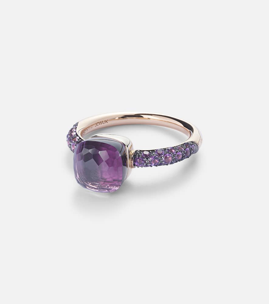 Nudo Petit 18kt rose and white gold ring with amethyst and jade