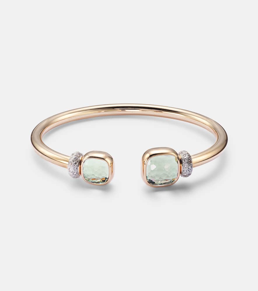 Nudo 18kt rose gold bangle with prasiolites and diamonds