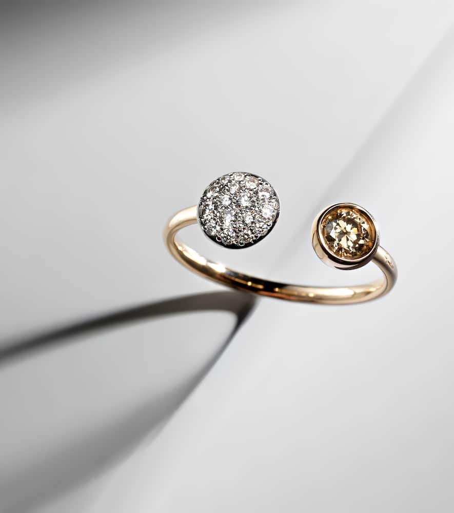 Sabbia 18kt rose gold ring with diamonds