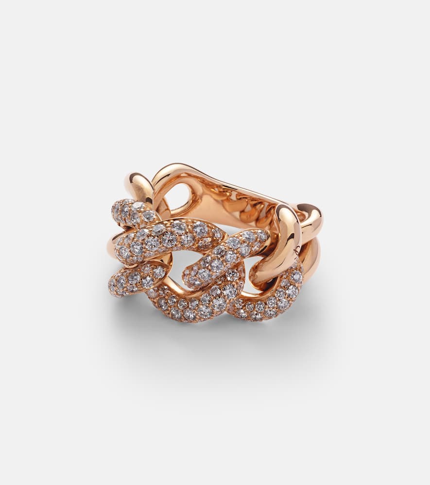 Catene 18kt rose gold ring with white diamonds