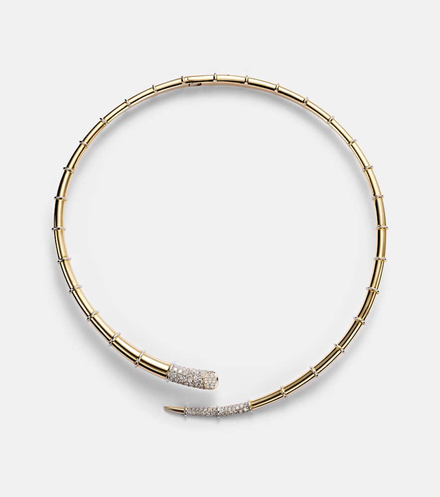 Horn 14kt gold necklace with diamonds