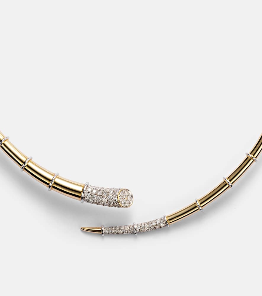 Horn 14kt gold necklace with diamonds