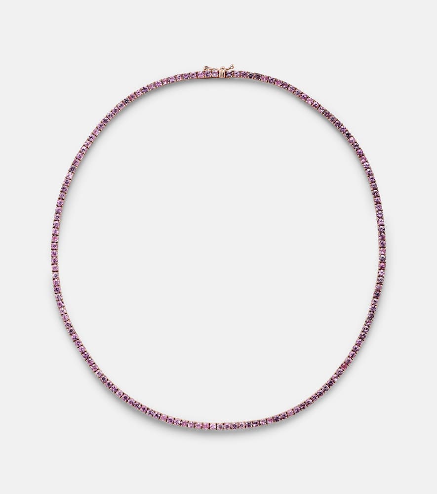14kt rose gold tennis necklace with pink sapphires