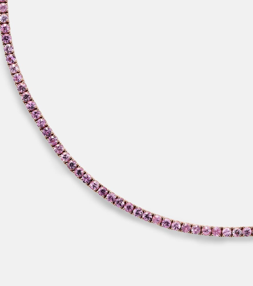 14kt rose gold tennis necklace with pink sapphires