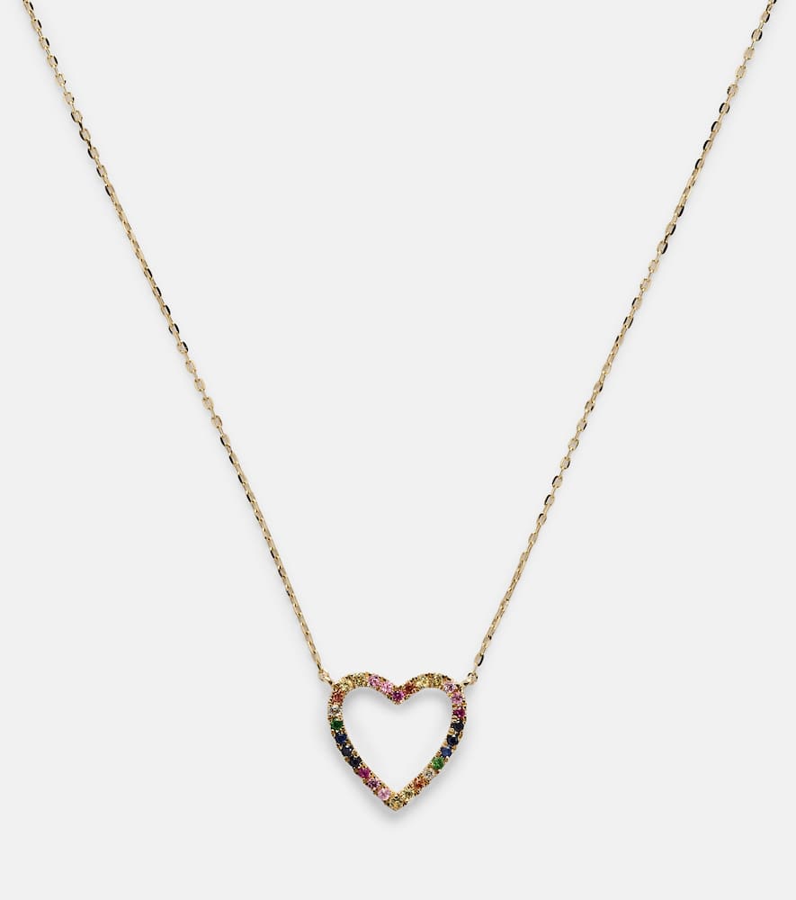 Heart 14kt gold necklace with sapphires