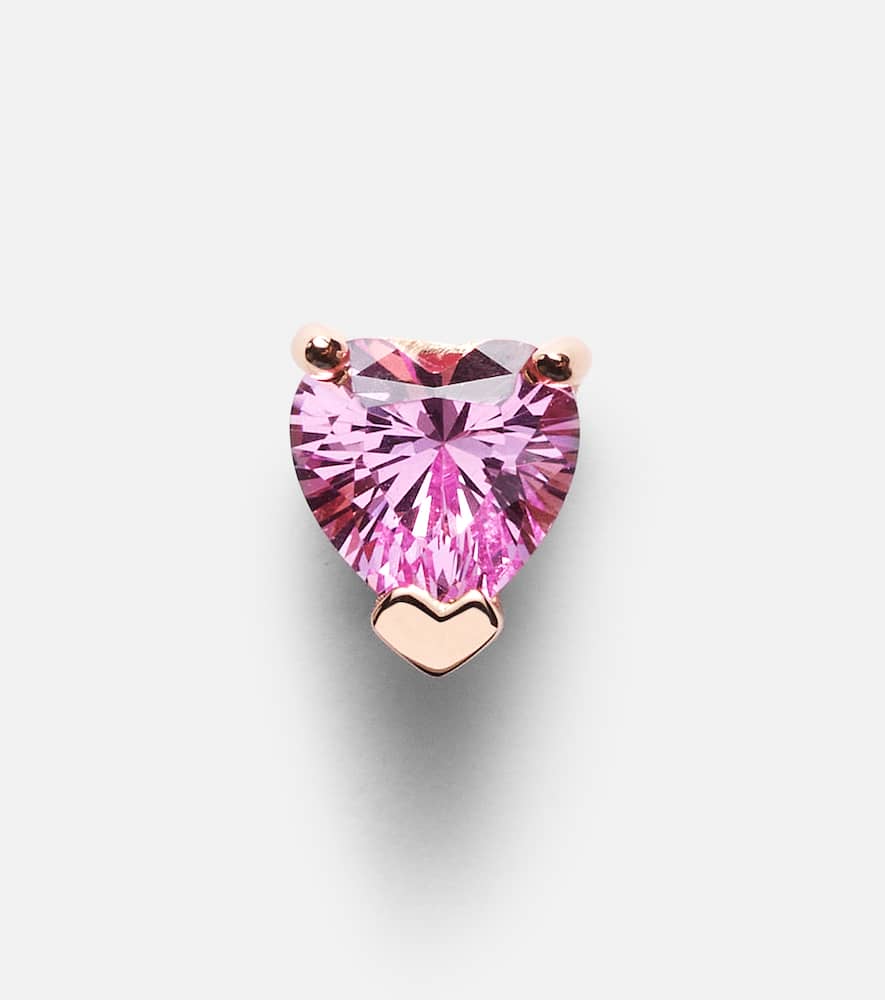 14kt rose gold single earring with pink sapphire