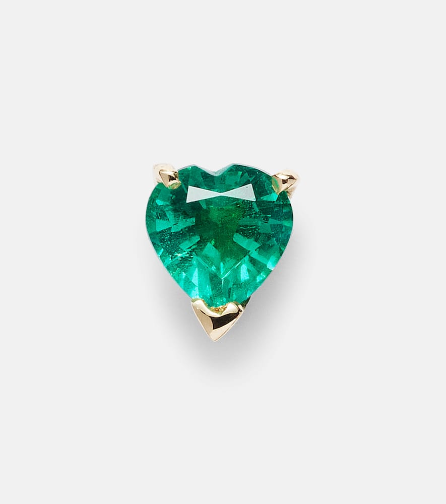 14kt gold single earring with emerald