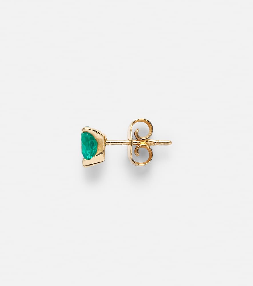 14kt gold single earring with emerald