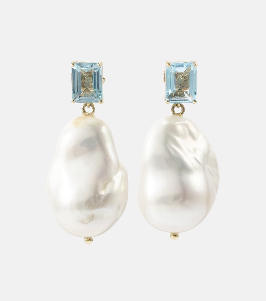 14kt gold earrings with pearls and topaz
