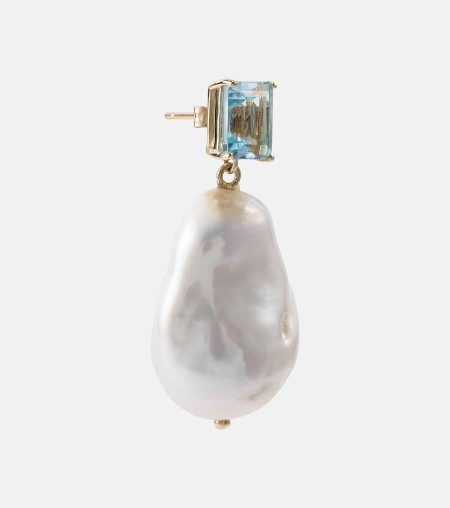 14kt gold earrings with pearls and topaz