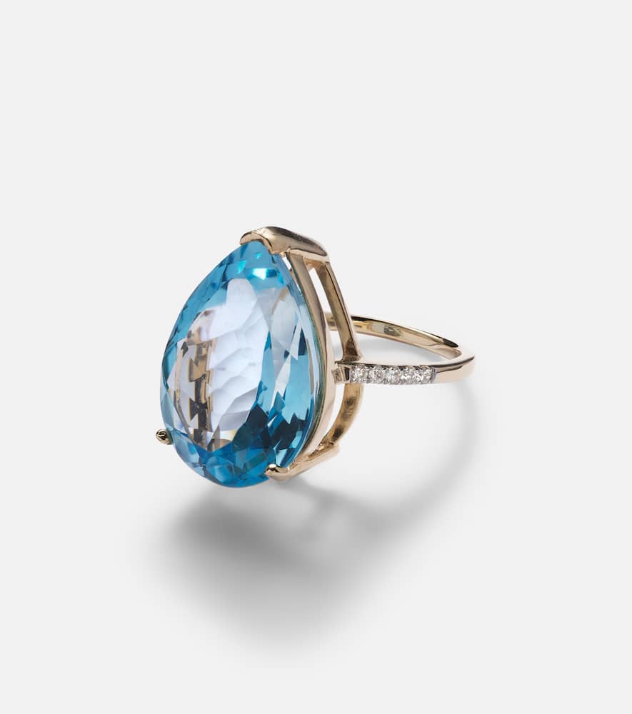 14kt gold ring with topaz and diamonds