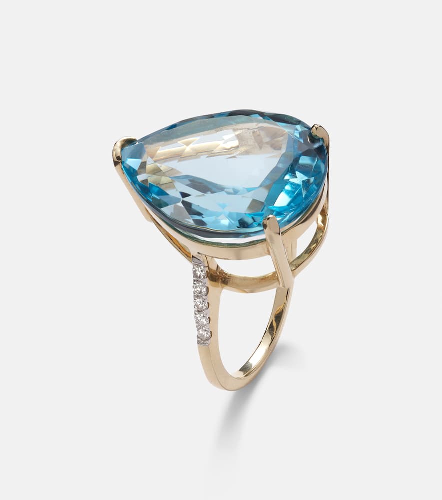 14kt gold ring with topaz and diamonds