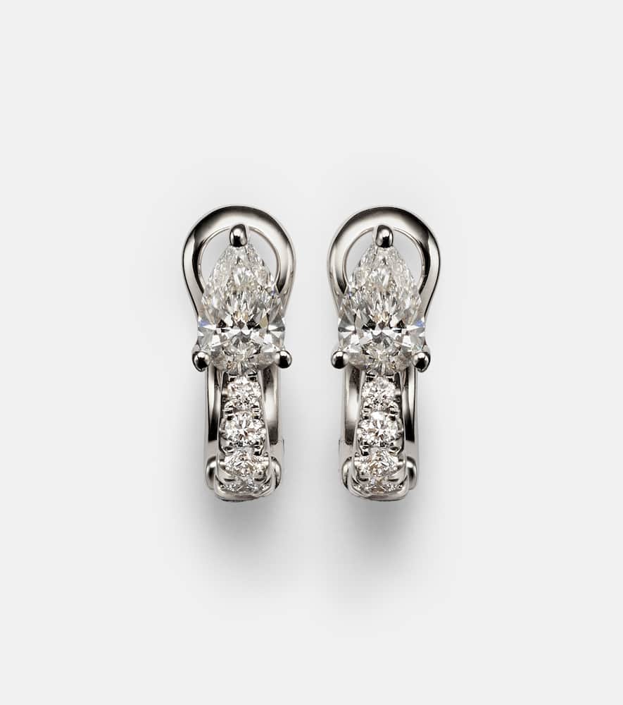18kt white gold huggies with diamonds