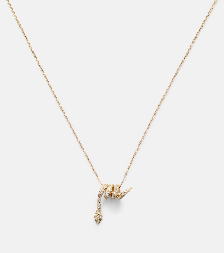 Convolute Snake 18kt gold necklace with gemstones
