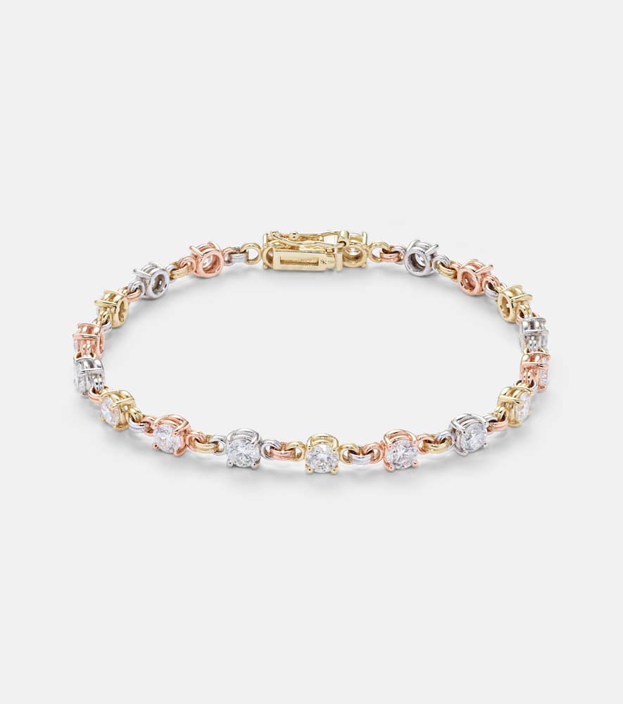Aysa 18kt yellow, rose, and white gold tennis bracelet with diamonds