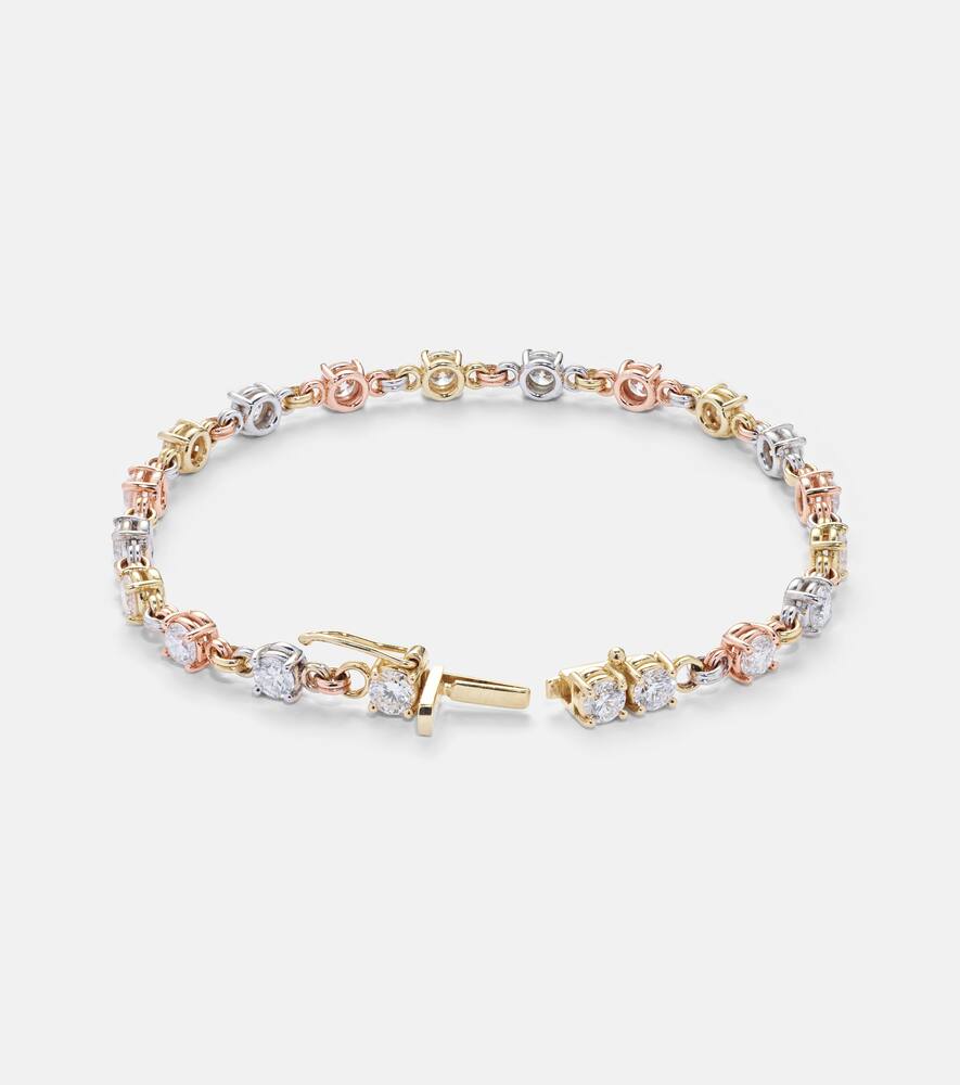 Aysa 18kt yellow, rose, and white gold tennis bracelet with diamonds