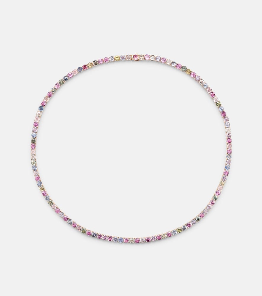 Essentials Rivière 18kt rose gold necklace with sapphires