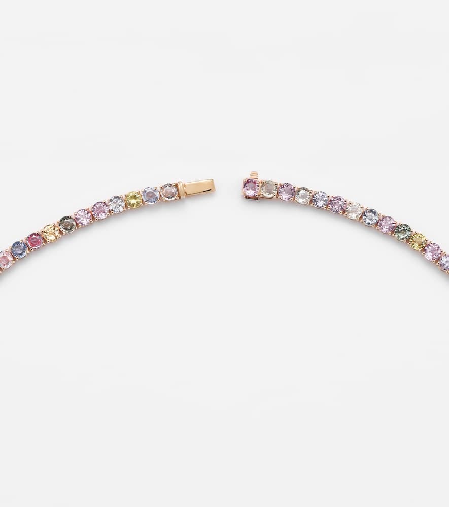 Essentials Rivière 18kt rose gold necklace with sapphires