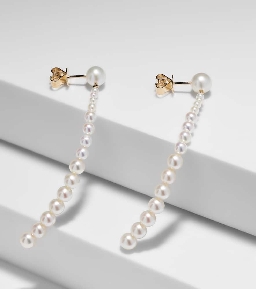 Piazza 18kt gold drop earrings with freshwater pearls
