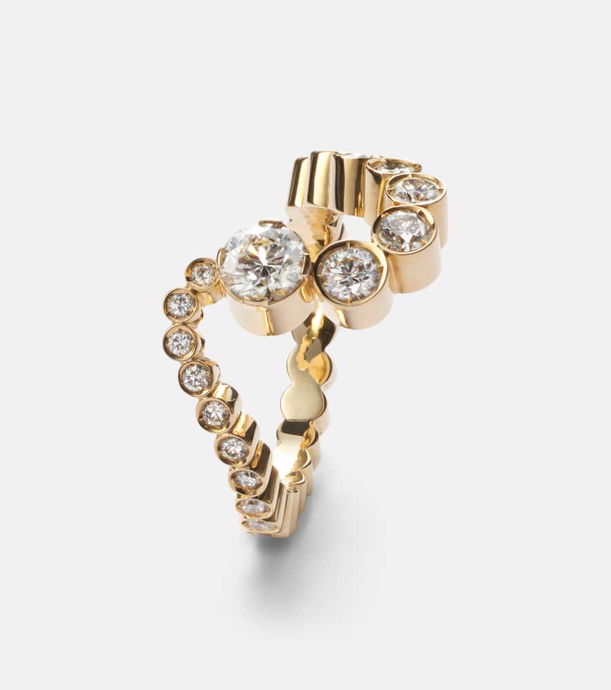 Grand Ensemble Ocean 18kt gold ring with diamonds