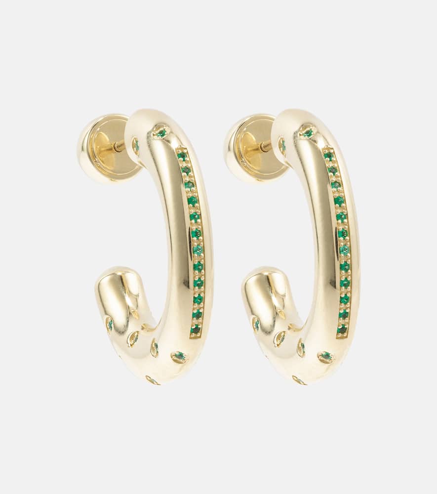 Peggy 14kt gold hoop earrings with emeralds
