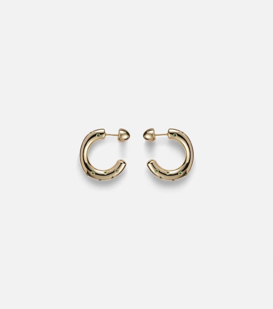 Peggy 14kt gold hoop earrings with emeralds