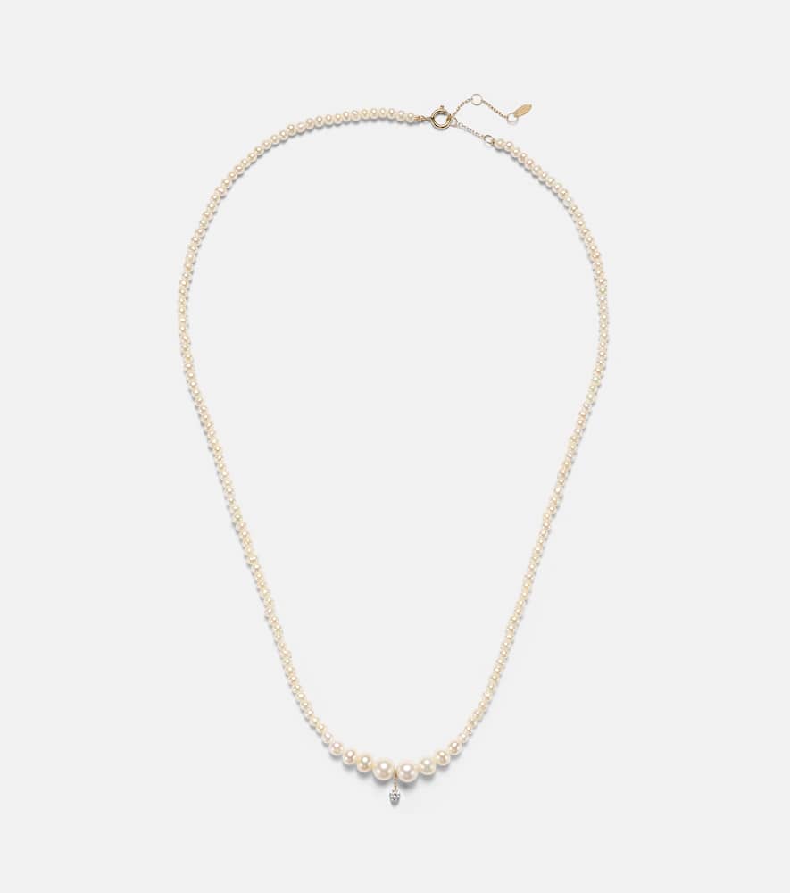 Persée Gradient 18kt gold necklace with diamond and pearls