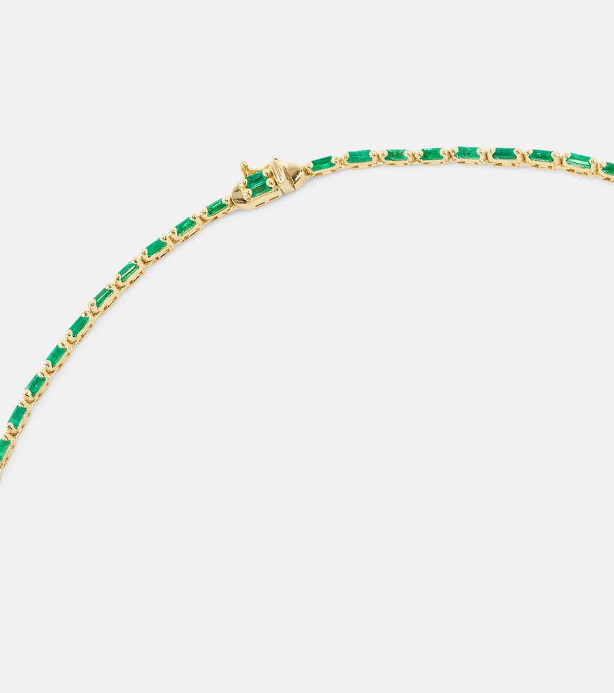 Linear 18kt gold tennis necklace with emeralds