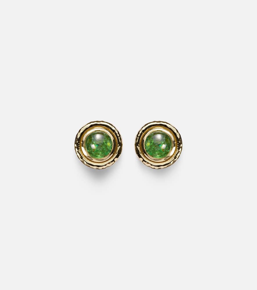 Palm 18kt gold earrings with tsavorites