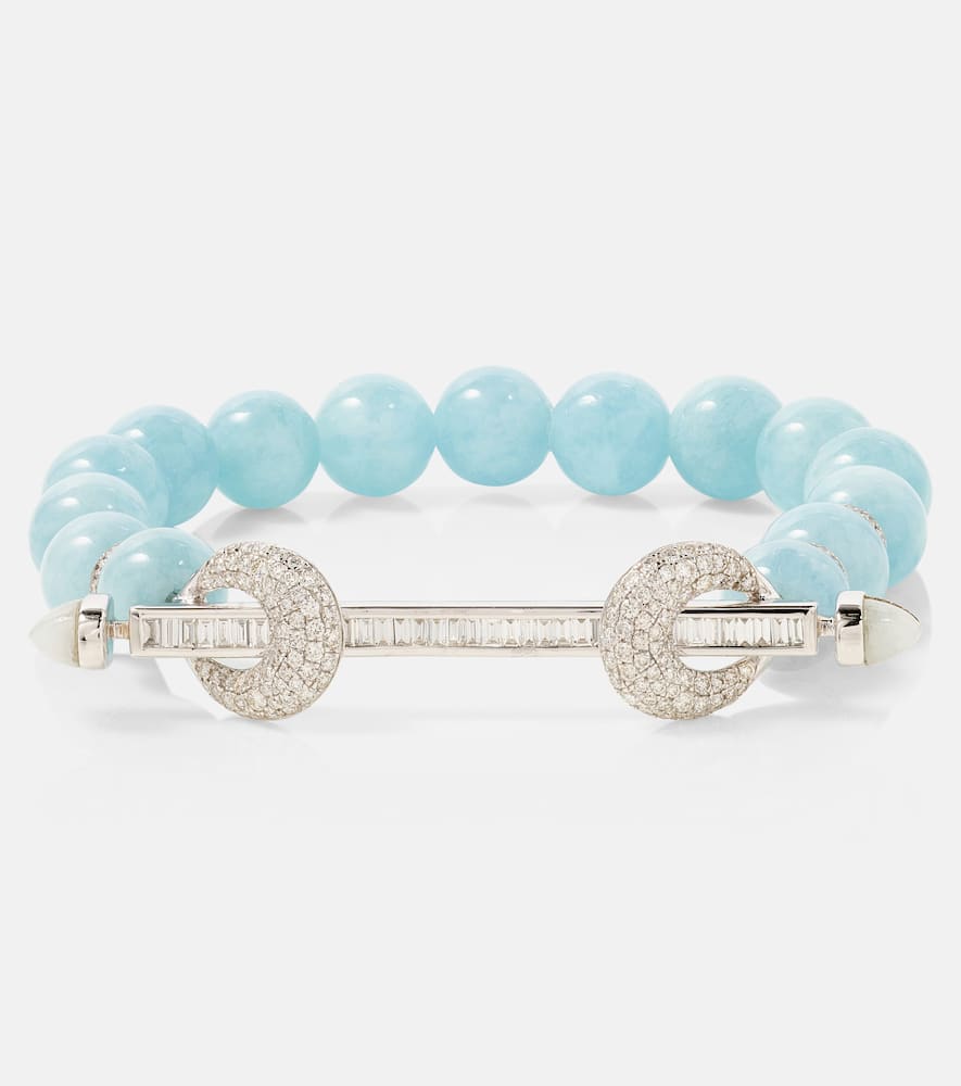 Chakra 18kt white gold bracelet with aquamarines and diamonds