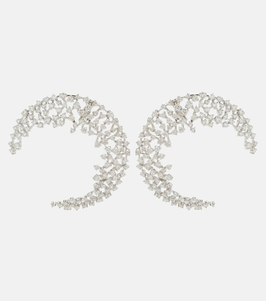 Scatter Moon 18kt white gold earrings with diamonds