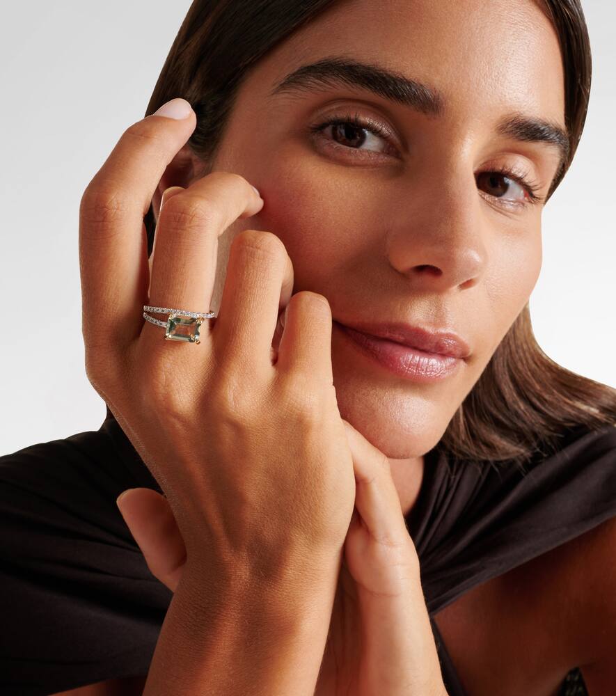 Point of Focus 14kt gold ring with diamonds and amethyst