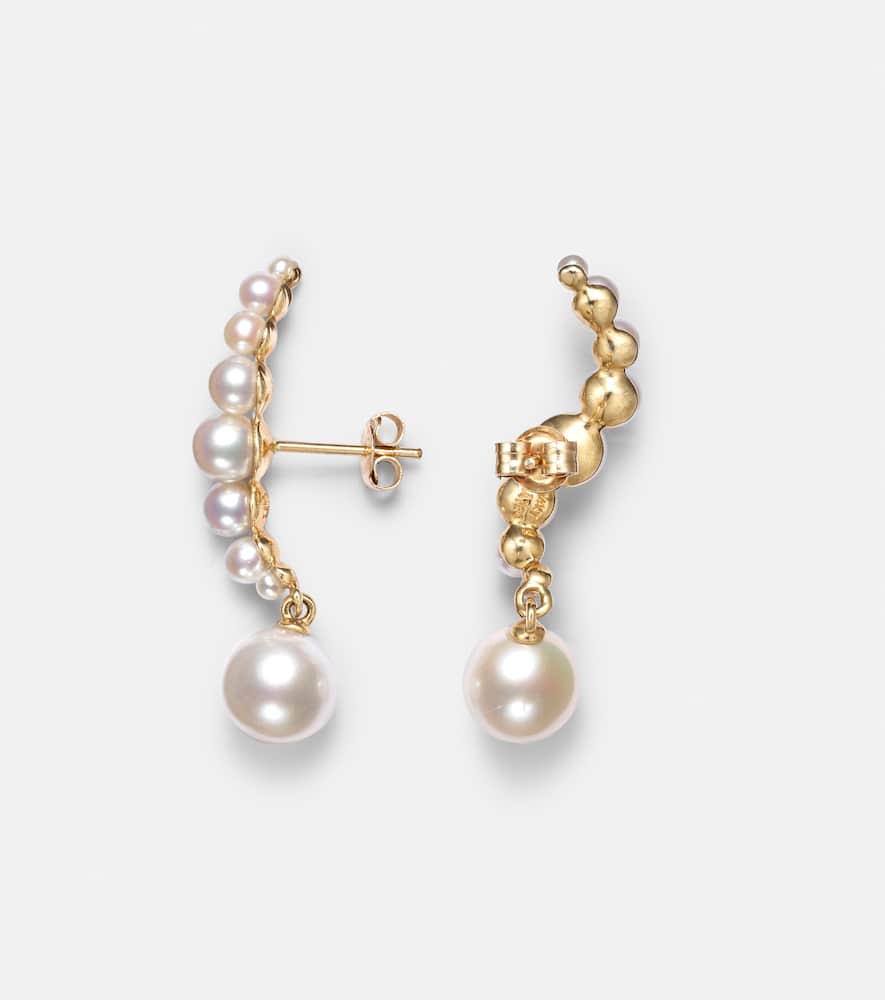 14kt gold drop earrings with pearls