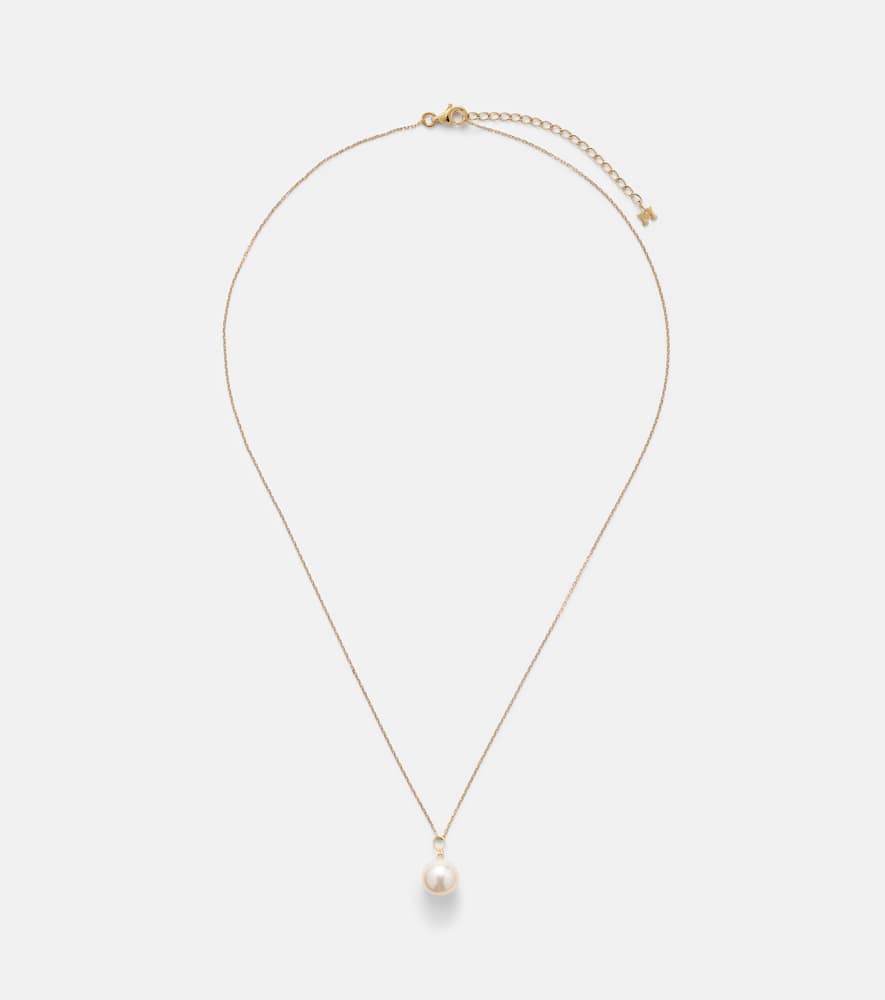 Dot 14kt gold necklace with diamond and pearl