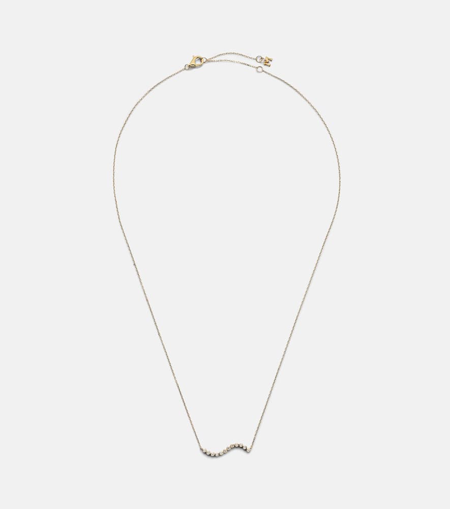 14kt gold wave necklace with diamonds