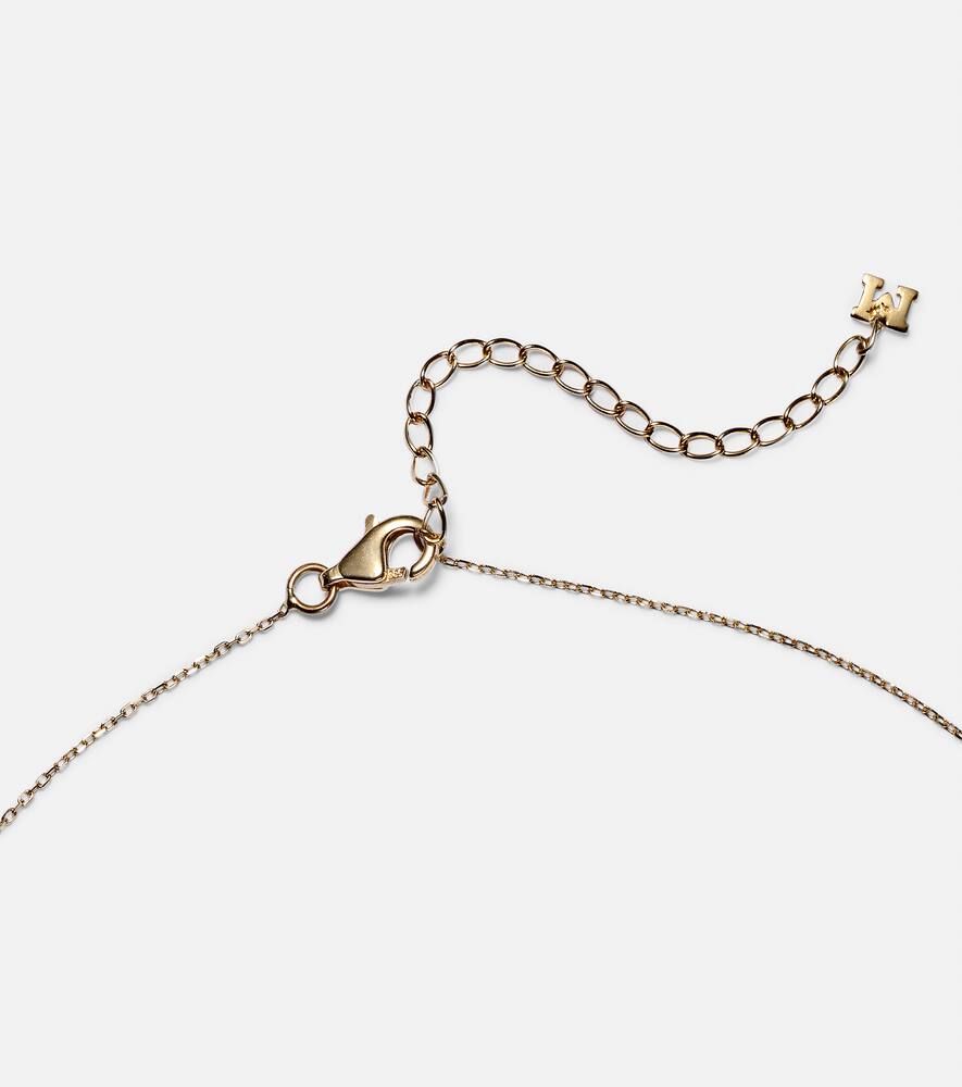 14kt gold dot necklace with malachite and diamond