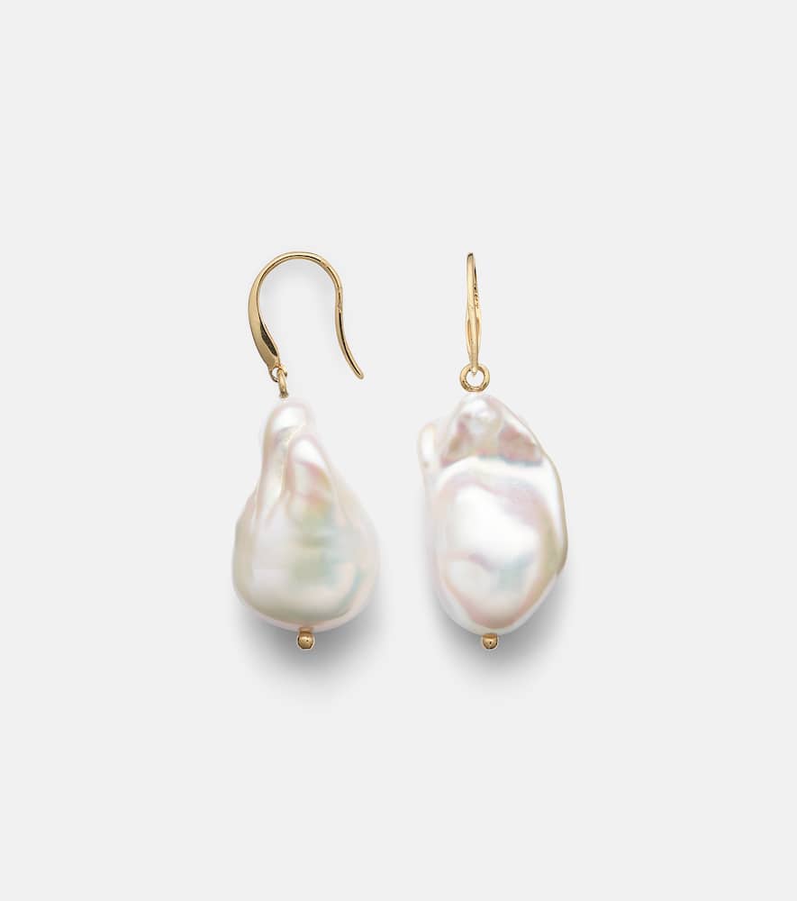 14kt gold drop earrings with baroque pearls