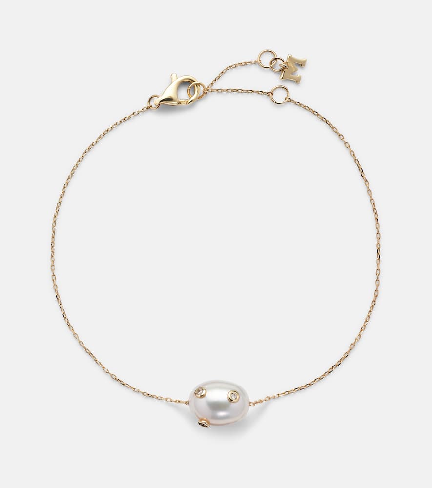 14kt gold bracelet with Baroque pearl and diamonds