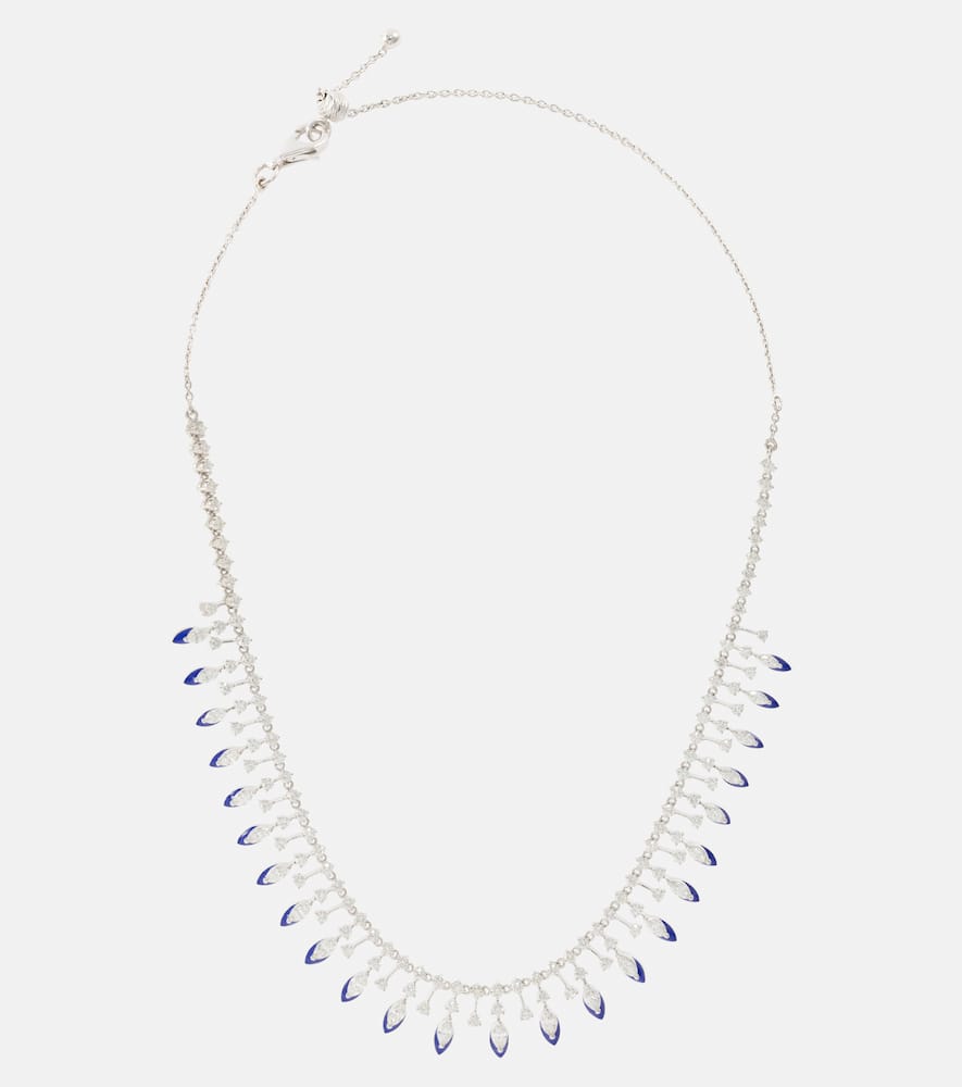Marquise 18kt white gold and enamel choker with diamonds