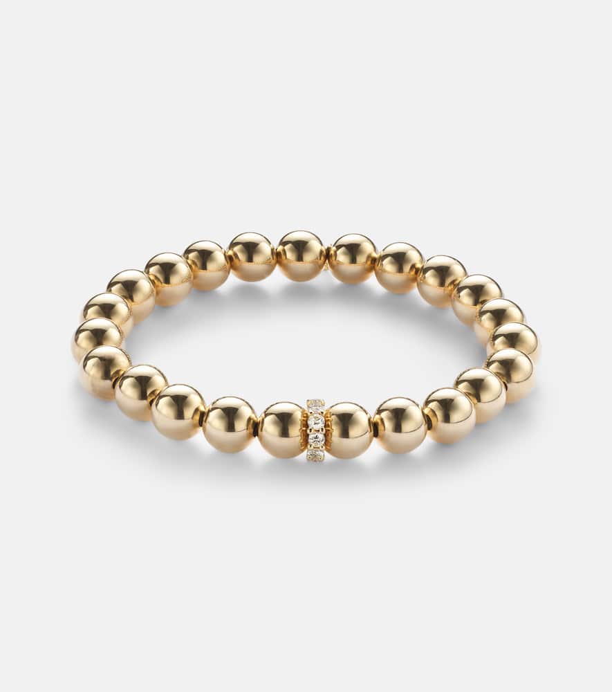 Cocktail 14kt gold beaded bracelet with diamonds