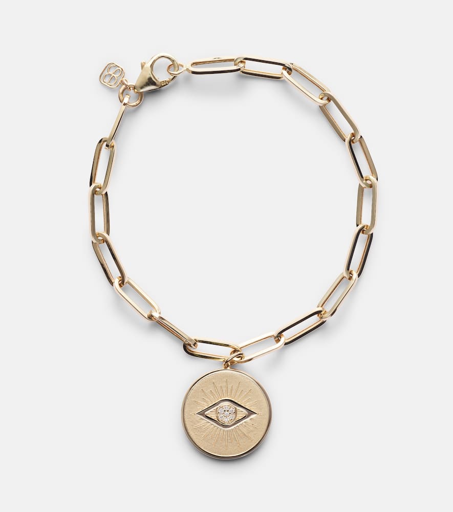 Evil Eye Coin 14kt gold chain bracelet