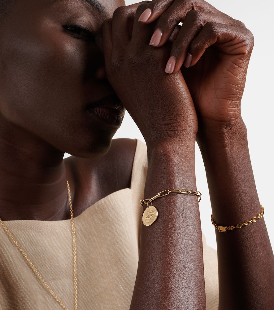 Evil Eye Coin 14kt gold chain bracelet