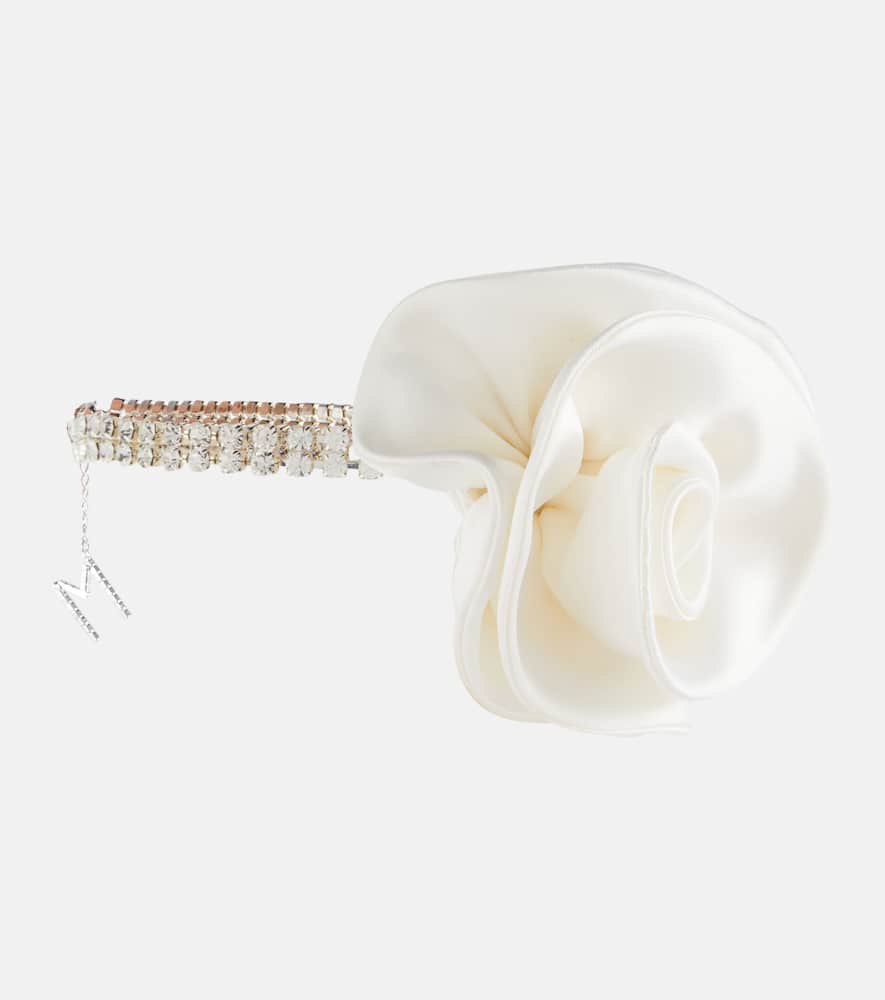 Floral-appliqué crystal-embellished choker