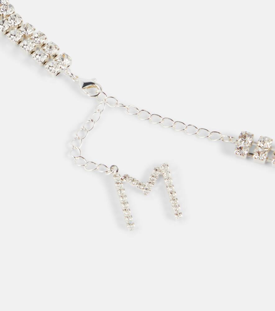 Floral-appliqué crystal-embellished choker