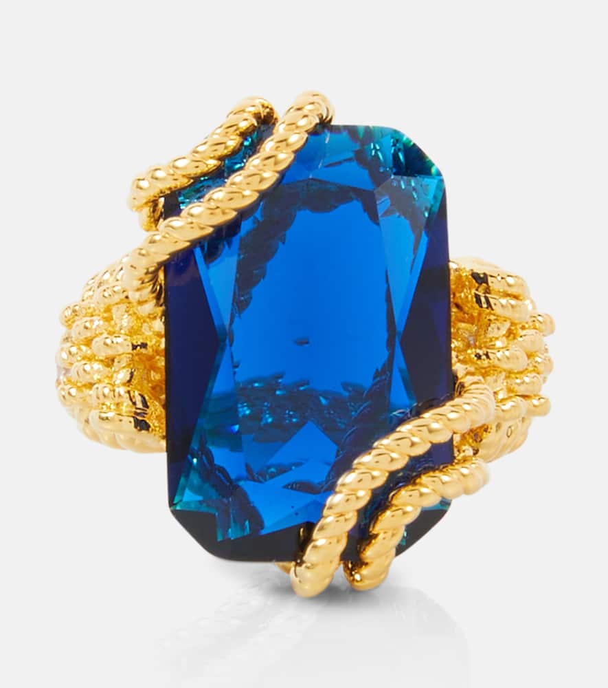 Bloom embellished gold-plated ring