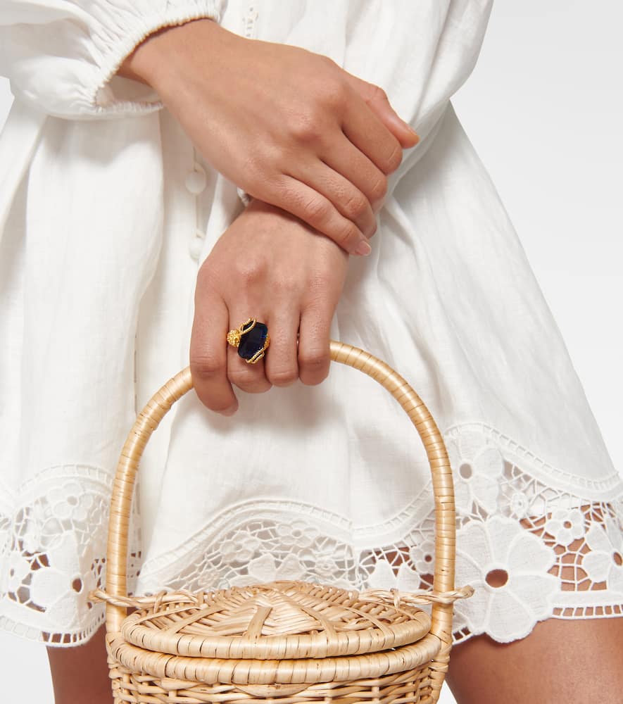 Bloom embellished gold-plated ring