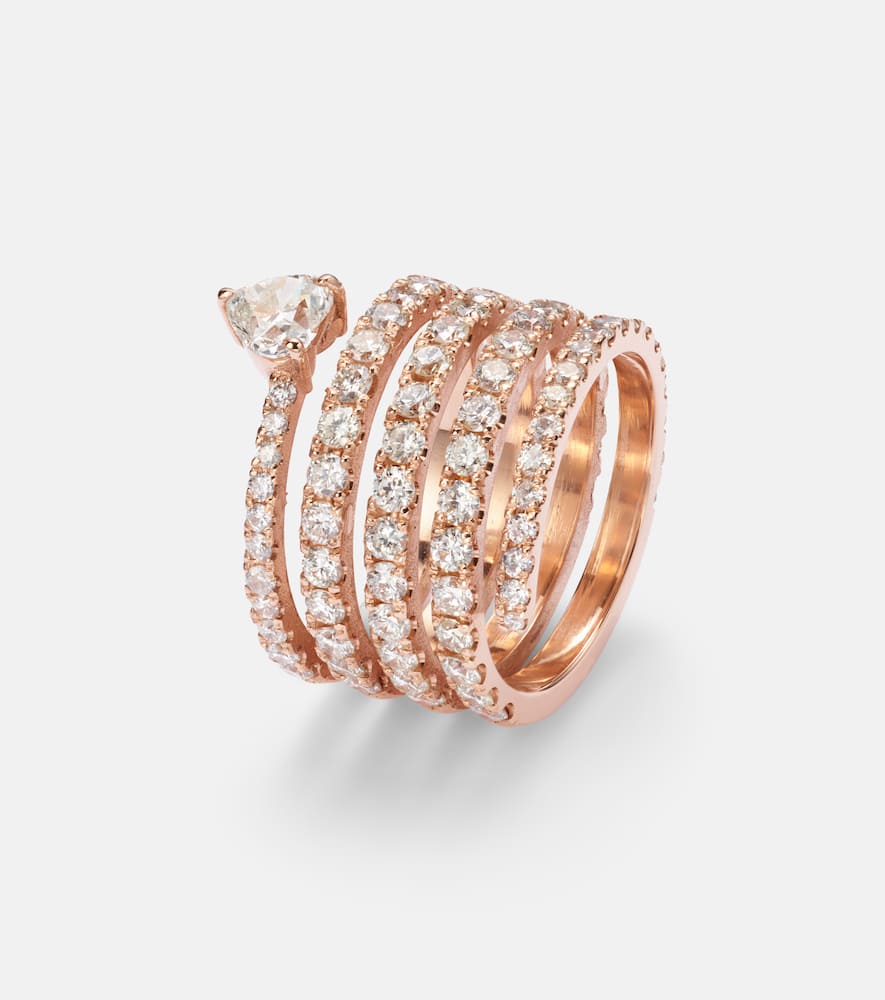 Diamond Spiral Heart 18kt rose gold ring with diamonds