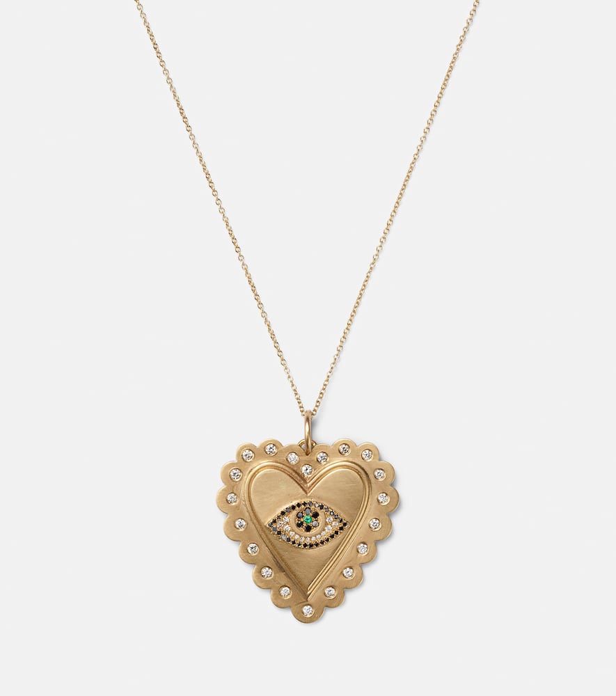 18kt gold necklace with diamonds and tsavorites